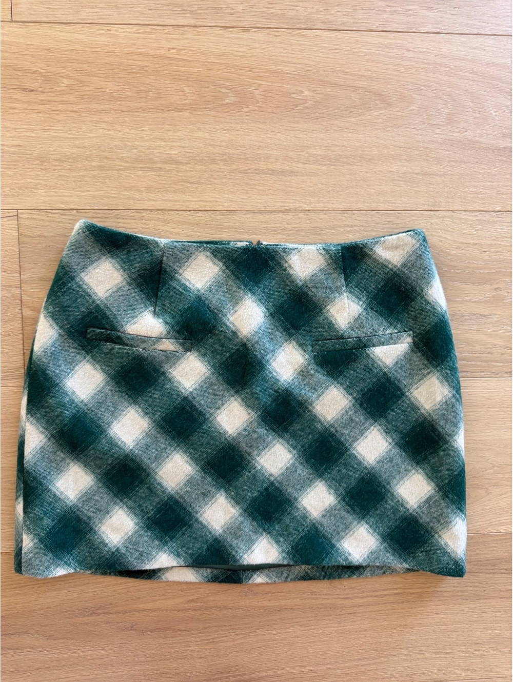NWT Rumored Green Argyle Plaid Wool Blend Mini Skirt Size M